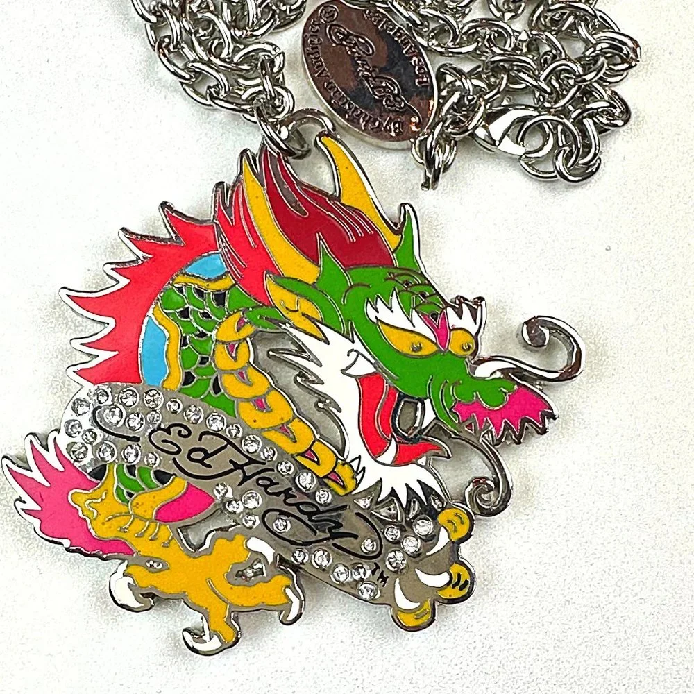 ED HARDY by Christian Audigier / VINTAGE Necklace / Dragon Necklace - Picture 2 of 7